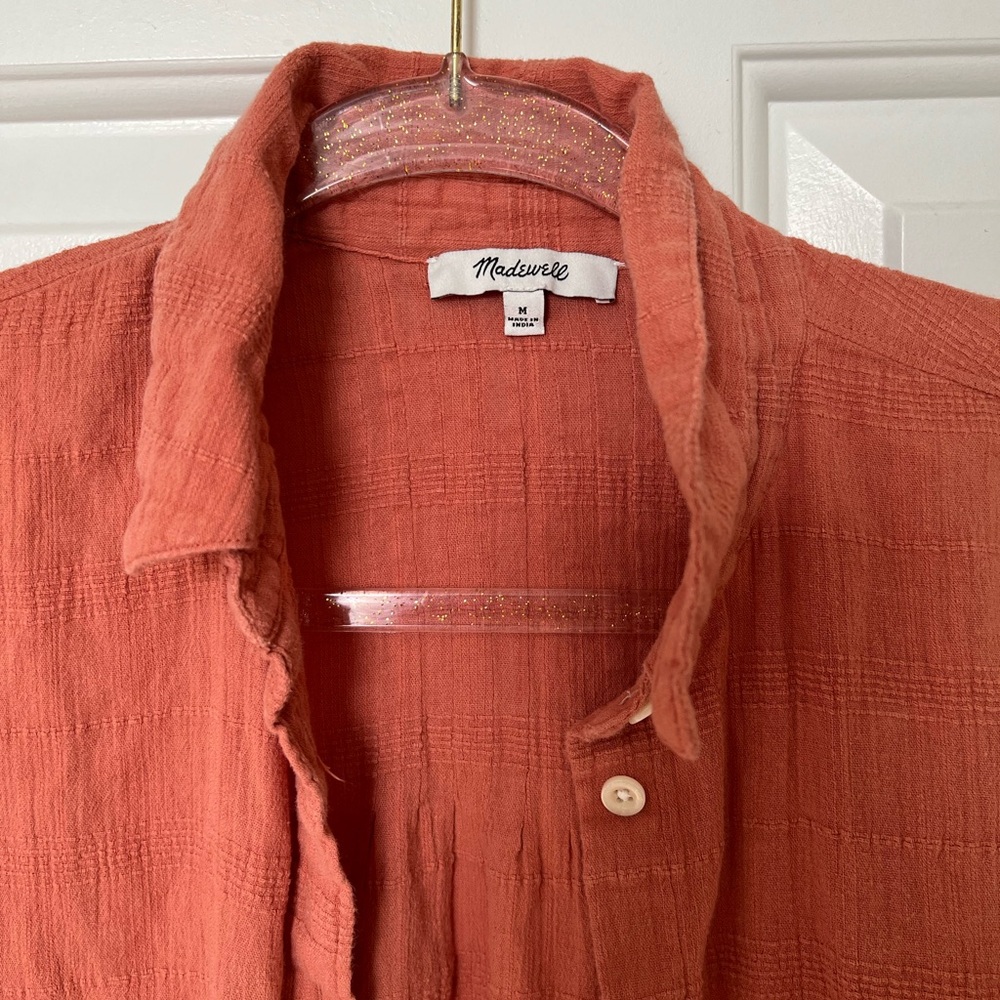 Madewell Coral Orange Button-Down Shirt - Picture 2 of 6